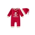 thumbnail image 1 of Cjfdfy Newborn Baby Boy Girl Christmas Romper Outfit My 1St Christmas Long Sleeve knit Romper And Santa Hat Set Infant Cute My First Christmas Fall Winter Holiday Set 0-18M, 1 of 9