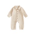 thumbnail image 1 of Cjfdfy Newborn Baby Boy Girl Fall Outfit Jumpsuit Collared Long Sleeve Button-down Pocket Solid Fall Romper Infant Crinkled Jumpsuit Soft Coming Home Fall Winter Outfit, 1 of 6