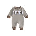 thumbnail image 1 of Cjfdfy Newborn Baby Boy Girl Game Day Fall Outfits Football Embroidery Waffle Striped Long Sleeve Jumpsuit Infant Cute My First Football Season Fall Winter Outfit, 1 of 9