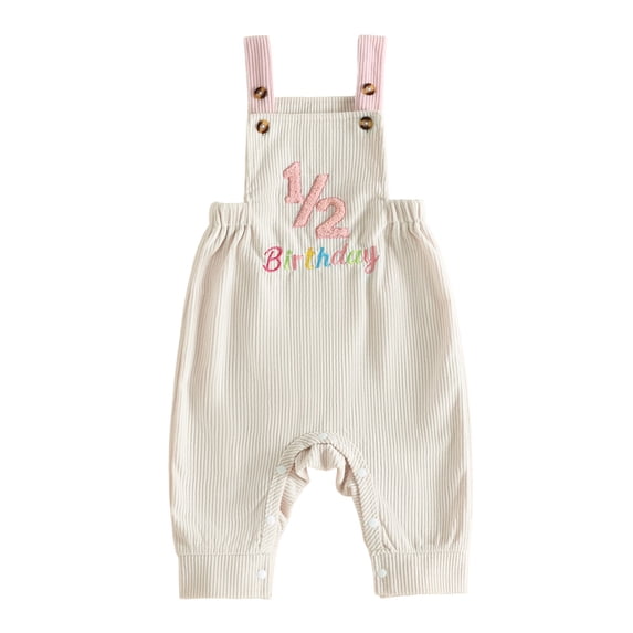 Cjfdfy Newborn Baby Boy Girl Half Birthday Jumpsuit Outfit It's My Birthday Embroidered Square Neck Sleeveless Romper Infant Cute My First Birthday Party Outfit 3-18M