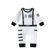 Cjfdfy Newborn Baby Boy Girl Halloween Costume Outfit Astronaut Romper Space Suit Print Long Sleeve Halloween Jumpsuit Astronaut Cosplay Costume Baby Space Romper