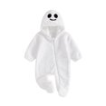 thumbnail image 1 of Cjfdfy Newborn Baby Boy Girl Halloween Fall Clothes Pumpkin Ghost Hooded Fleece Zipper Long Sleeve Footies Romper Jumpsuit Infant Cute My First Halloween Fall Winter Outfit 0-6 Months, 1 of 9