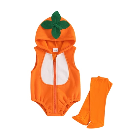 Cjfdfy Newborn Baby Boy Girl Halloween Outfit Baby Kids Bee Costume Infant One Piece Romper Sleeveless Zipper Jumpsuits Hoodie Warm Playsuit with Leg Warmers Set