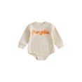 thumbnail image 1 of Cjfdfy Newborn Baby Boy Girl Halloween Outfit  Pumpkin Waffle Knit Romper Letters Embroidery Long Sleeve Jumpsuit Infant Halloween Sweater Romper Fall Winter Clothes, 1 of 9