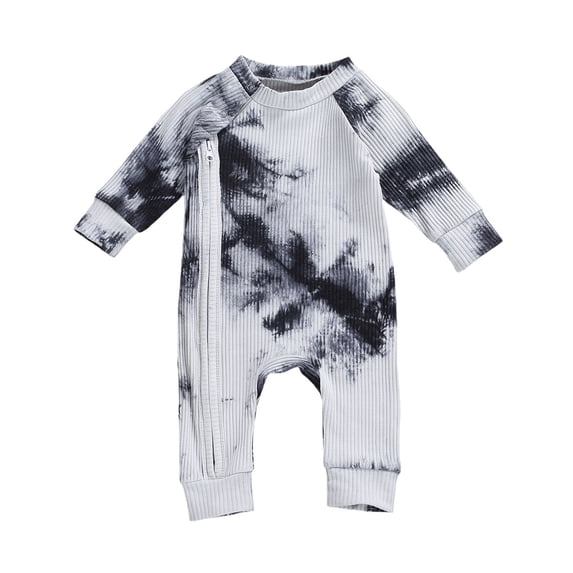 Cjfdfy Newborn Baby Boy Girl Long Sleeve Romper Tie Dye Long Sleeve Jumpsuits Zipper Baby Pajamas Funny Infant Fall Winter Overall Toddler Clothes
