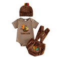 thumbnail image 1 of Cjfdfy Newborn Baby Boy Girl Thanksgiving Turkey Outfit Romper My 1St Thanksgiving Short Sleeve Bodysuit Fuzzy Overalls Suspender Shorts And Hat Set Infant Cute Holiday Photography Outfit, 1 of 9