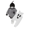 thumbnail image 1 of Cjfdfy Newborn Baby Boy Halloween Pumpkin Ghost Outfits My First Halloween Overalls Pants Striped Long Sleeve Romper And Hat Infant Cute My 1St Halloween Fall Winter Outfit, 1 of 9