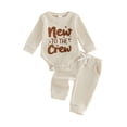 thumbnail image 1 of Cjfdfy Newborn Baby Boy Hospital Going Home Outfit Infant Baby Boys Spring Fall Winter Clothes 0 3 6 12 18 Months Letter Embroidery Waffled Long Sleeve Romper and Long Pants Set, 1 of 9