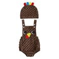 thumbnail image 1 of Cjfdfy Newborn Baby Boy Thanksgiving Turkey Costume Turkey Shorts Overall Romper And Hat 2PS Thanksgiving Turkey Romper Infant Cute My First Thanksgiving Clothes 0-18M, 1 of 9