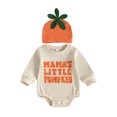thumbnail image 1 of Cjfdfy Newborn Baby Boys Girls Halloween Romper Mama's Little Pumpkin Embroidery Long Sleeve Waffle Knit Bodysuit And Hat Infant Cute My First Halloween Fall Winter Outfit 0-18M, 1 of 9