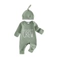 thumbnail image 1 of Cjfdfy Newborn Baby Girl Boy Fall Outfits Cousin Crew Waffled Ribbed Long Sleeve Bodysuit And Hat 2Pcs Infant Cute Coming Home Fall Winter Outfit 0-9M, 1 of 9