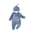 thumbnail image 1 of Cjfdfy Newborn Baby Girl Boy Fall Outfits Cousin Crew Waffled Ribbed Long Sleeve Bodysuit And Hat 2Pcs Infant Cute Coming Home Fall Winter Outfit 0-9M, 1 of 9