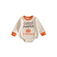 thumbnail image 1 of Cjfdfy Newborn Baby Girl Boy Halloween Romper Outfit, Long Sleeve Cutest Pumpkin In The Patch Letters Pumpkin Print Bodysuit Cute Waffle Knit Halloween Pumpkin Fall Winter Outfit, 1 of 9