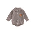 thumbnail image 1 of Cjfdfy Newborn Baby Girl Boy Thanksgiving Clothes Turkey Embroidery Romper Long Sleeve Button Down Collared Plaid Bodysuit Infant Cute Turkey Thanksgiving Fall Winter Outfit, 1 of 9