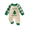 thumbnail image 1 of Cjfdfy Newborn Baby Girl Boys Christmas Jumpsuit Santa Claus Tree Plaid Long Sleeve Romper Little Baby Cute My First  Christmas Fall Winter Outfits 0-18M, 1 of 9