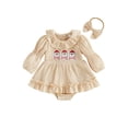 thumbnail image 1 of Cjfdfy Newborn Baby Girl Christmas Clothes Santa Claus Christmas Tree Long Sleeve Ruffled Bubble Romper With Headband Cute My First Christmas Fall Winter Holiday Set 0-18 Months, 1 of 9