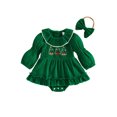 thumbnail image 1 of Cjfdfy Newborn Baby Girl Christmas Clothes Santa Claus Christmas Tree Long Sleeve Ruffled Bubble Romper With Headband Cute My First Christmas Fall Winter Holiday Set 0-18 Months, 1 of 9