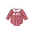 thumbnail image 1 of Cjfdfy Newborn Baby Girl Christmas Fall Outfit Christmas Tree Santa Claus Embroidery Bubble Romper Doll Collar Long Sleeve Stripe Jumpsuit Infant Cute Christmas Fall Winter Outfit, 1 of 9