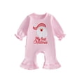 thumbnail image 1 of Cjfdfy Newborn Baby Girl Christmas Outfit Christmas Santa Embroidery Long Sleeve Ruffled Flared Pants Bodysuit Infant Cute My First Christmas Fall Winter Clothes 0-18M, 1 of 9