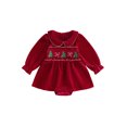 thumbnail image 1 of Cjfdfy Newborn Baby Girl Christmas Outfit Christmas Tree Bow Velvet Romper Classic Bubble Long Sleeve Doll Collar Bodysuit A-line Dress Cute My First Christmas Fall Winter Outfits, 1 of 9