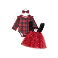 thumbnail image 1 of Cjfdfy Newborn Baby Girl Christmas Outfit Long Sleeve Romper Santa Embroidery Tulle  Star Patchwork Dress Bow Headband 3 Piece Set Infant Christmas Dress Fall Winter Clothes Set 0-24M, 1 of 9