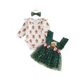 thumbnail image 1 of Cjfdfy Newborn Baby Girl Christmas Outfit Long Sleeve Romper Santa Embroidery Tulle  Star Patchwork Dress Bow Headband 3 Piece Set Infant Christmas Dress Fall Winter Clothes Set 0-24M, 1 of 9