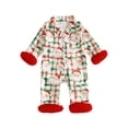 thumbnail image 1 of Cjfdfy Newborn Baby Girl Christmas Satin Pajamas Romper Santa Claus Printed Long Sleeve Furry Trim Jumpsuit Infant Cute Christmas Holiday Fall Winter Sleepwear 0-18 Months, 1 of 9