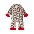 thumbnail image 1 of Cjfdfy Newborn Baby Girl Christmas Satin Pajamas Romper Santa Claus Printed Long Sleeve Furry Trim Jumpsuit Infant Cute Christmas Holiday Fall Winter Sleepwear 0-18 Months, 1 of 9