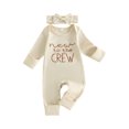 thumbnail image 1 of Cjfdfy Newborn Baby Girl Fall Outfit New To The Crew Romper Ribbed Waffle Knit Long Sleeve Bodysuit And Headband Set Preemie Cute Coming Home Fall Winter Outfit, 1 of 8