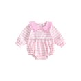 thumbnail image 1 of Cjfdfy Newborn Baby Girl Fall Outfits  Striped Doll Collar Ruffle Long Sleeve Romper Infant Bubble Bodysuit Baby Cute Sweet Fall Winter Outfit 0-18 Months, 1 of 9