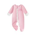thumbnail image 1 of Cjfdfy Newborn Baby Girl Footed Fall Clothes She's Here Embroidery Footed Romper Long Sleeve Fall Bow Ruffle Jumpsuit Infant Cute Coming Home Fall Winter Outfit, 1 of 8