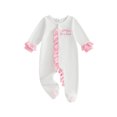 thumbnail image 1 of Cjfdfy Newborn Baby Girl Footed Fall Clothes She's Here Embroidery Footed Romper Long Sleeve Fall Bow Ruffle Jumpsuit Infant Cute Coming Home Fall Winter Outfit, 1 of 9