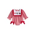 thumbnail image 1 of Cjfdfy Newborn Baby Girl Game Day Fall Outfit Animal Football Season Stripe Long Sleeve Ruffled Bow Collar Romper Infant Cute My First Football Season Fall Winter Clothes 0-18M, 1 of 9