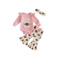 thumbnail image 1 of Cjfdfy Newborn Baby Girl Game Day Outfit Football Embroidery Long Sleeve Romper And Flared Pants Headband 3Pcs Infant Cute My First Football Season Fall Winter Clothes 0-18M, 1 of 9