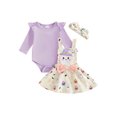 thumbnail image 1 of Cjfdfy Newborn Baby Girl Halloween Outfit My First Halloween Ruffle Long Sleeve Romper Ghost Pumpkin Dress Bow Headband Three Piece Set Infant Cute Halloween Fall Winter Outfit, 1 of 9