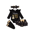 thumbnail image 1 of Cjfdfy  Newborn Baby Girl New Year Fall Outfit Happy New Year Long Sleeve Romper With Shorts Bow Headband Socks Infant Cute My 1St New Year Fall Winter Outfit 0-18M, 1 of 9