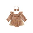 thumbnail image 1 of Cjfdfy Newborn Baby Girl Thanksgiving Outfit Turkey Or Homemade Rolls Long Sleeve Smocked Romper Dress Headband Infant Cute My First Thanksgiving Fall Winter Clothes 0-18M, 1 of 9