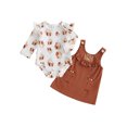 thumbnail image 1 of Cjfdfy Newborn Baby Girl Thanksgiving Outfit Turkey Print Long Sleeve Romper And Little Turkey Corduroy Overall Dress Infant Cute My First Thanksgiving Fall Winter Clothes 0-18M, 1 of 9