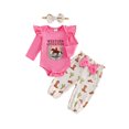 thumbnail image 1 of Cjfdfy Newborn Baby Girl Western Outfits Horse Cowgirl Graphic Long Sleeve Ruffle Romper Country Bow Pants Headband Cute Country Cowgirl Halloween Fall Winter Clothes 0-18M, 1 of 9