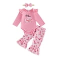 thumbnail image 1 of Cjfdfy Newborn Baby Girl Western Outfits,Letter Cowgirl Hat Embroidery Crew Neck Long Sleeve Romper Flare Pants Headband 3 Pieces Set,New Cowgirl In Town Letter Fall Winter Outfits, 1 of 9