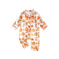 thumbnail image 1 of Cjfdfy Newborn Baby Girls Boy Halloween Satin Pajamas Romper Pumpkin Leaf Printed Long Sleeve Jumpsuit Infant Cute Halloween Holiday Fall Winter Sleepwear, 1 of 9