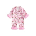 thumbnail image 1 of Cjfdfy Newborn Baby Girls Boy Satin Christmas Pajamas Clothes Santa Bow Print Long Sleeve Fuzzy Trim Button Jumpsuit Cute My First Christmas Fall Winter Sleepwear 0-18M, 1 of 9