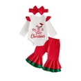 thumbnail image 1 of Cjfdfy Newborn Baby Girls Christmas Outfit My 1St Christmas Letter Print Romper With Plaid Pants Headband Three-piece Set Cute Christmas Fall Winter Clothes, 1 of 9