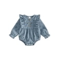 thumbnail image 1 of Cjfdfy Newborn Baby Girls Fall Romper Floral Ruffles Long Sleeve Henley Neck Corduroy Bubble Bodysuit Infant Sweet Baby Girl Set Cute Coming Home Fall Winter Outfit 0-18M, 1 of 9