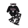 thumbnail image 1 of Cjfdfy Newborn Baby Girls Halloween Outfits My First Halloween Letter Pumpkin Ghost Embroidery Long Sleeve Romper And Flared Pants Headband Set Cute Infant Fall Outfit, 1 of 9