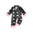 thumbnail image 1 of Cjfdfy Newborn Baby Girls Halloween Silk Romper Pajamas Pumpkin Ghost Print Fuzzy Trim Long Sleeve Satin Jumpsuit Cute Newborn Halloween Fall Winter Nightgown Clothes, 1 of 9