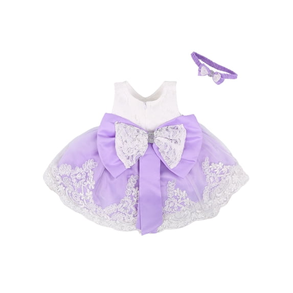 Cjfdfy Newborn Baby Girls Tulle Tutu Dress Christening Baptism Birthday Party Dress 0 3 6 12 18 24 Months Embroidered Floral Back Big Bow Zipper Princess Formal Pageant Wedding Dress with Headband