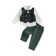 thumbnail image 1 of Cjfdfy Toddler Baby Boy Christmas Gentleman Outfit Button Long Sleeve Shirt With Bow Tie And Plaid Vest Elastic Pants 3Pcs Kids Cute My First Christmas Fall Winter Formal Outfits 6M-8Y, 1 of 9