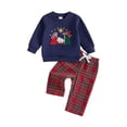 thumbnail image 1 of Cjfdfy Toddler Baby Boy Christmas Outfit Nativity Religious Holiday Long Sleeve Sweatshirt And Plaid Pants Little Baby Cute My First Christmas Fall Winter Clothes 6M-4Y, 1 of 9