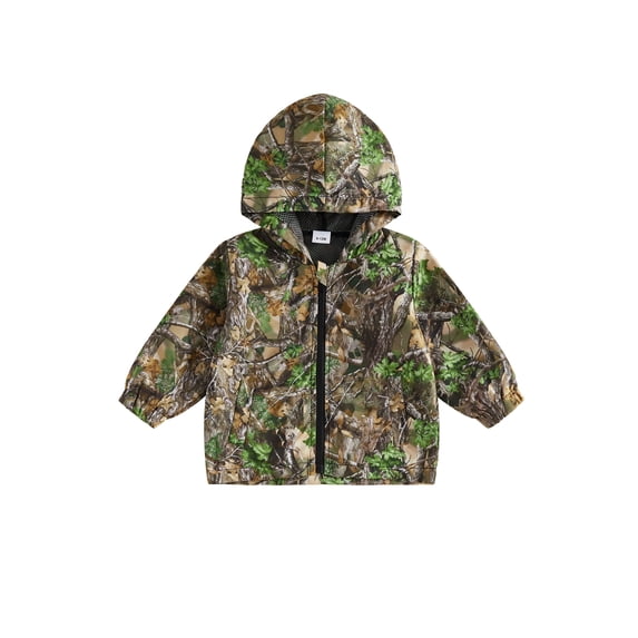 Cjfdfy Toddler Baby Boy Fall Hooded Jacket Outfit Forest Camouflage Long Sleeve Hooded Jacket Kid Boy Hunting Outwear Cute Fall Winter Outdoor Outwear 6M-4Y